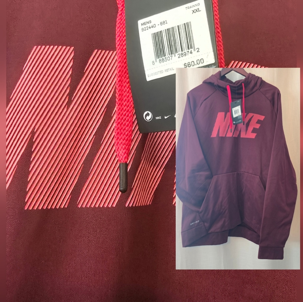 Nike Maroon Hoodie with Pink Logo